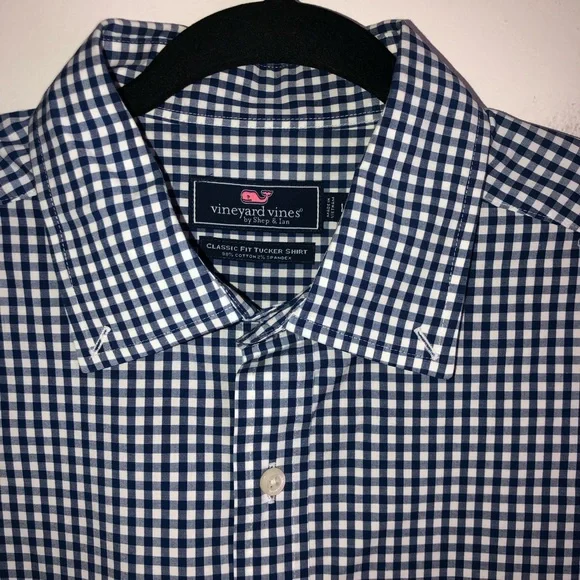 Vineyard Vines Classic Fit  Tucker Shirt Men’s Large Blue Bay Gingham Whale - Picture 3 of 9